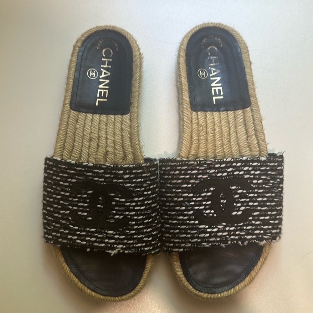 Chanel Espadrille Sandal Slides